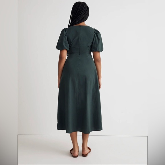 Madewell Poplin Cutout Puff-Sleeve Midi Dress - Picture 3 of 10
